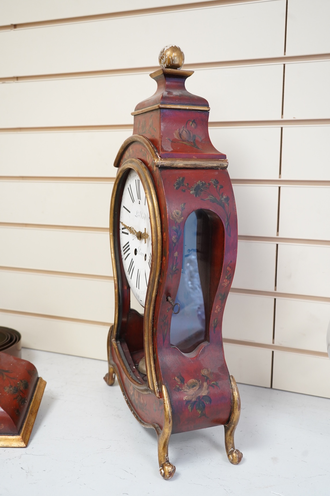 A Charles Le Roy, Paris bracket clock, striking on a bell, with key and pendulum, 58cm high